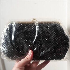 Chic Vintage Black Beaded Clutch, A Classic 1970s Design